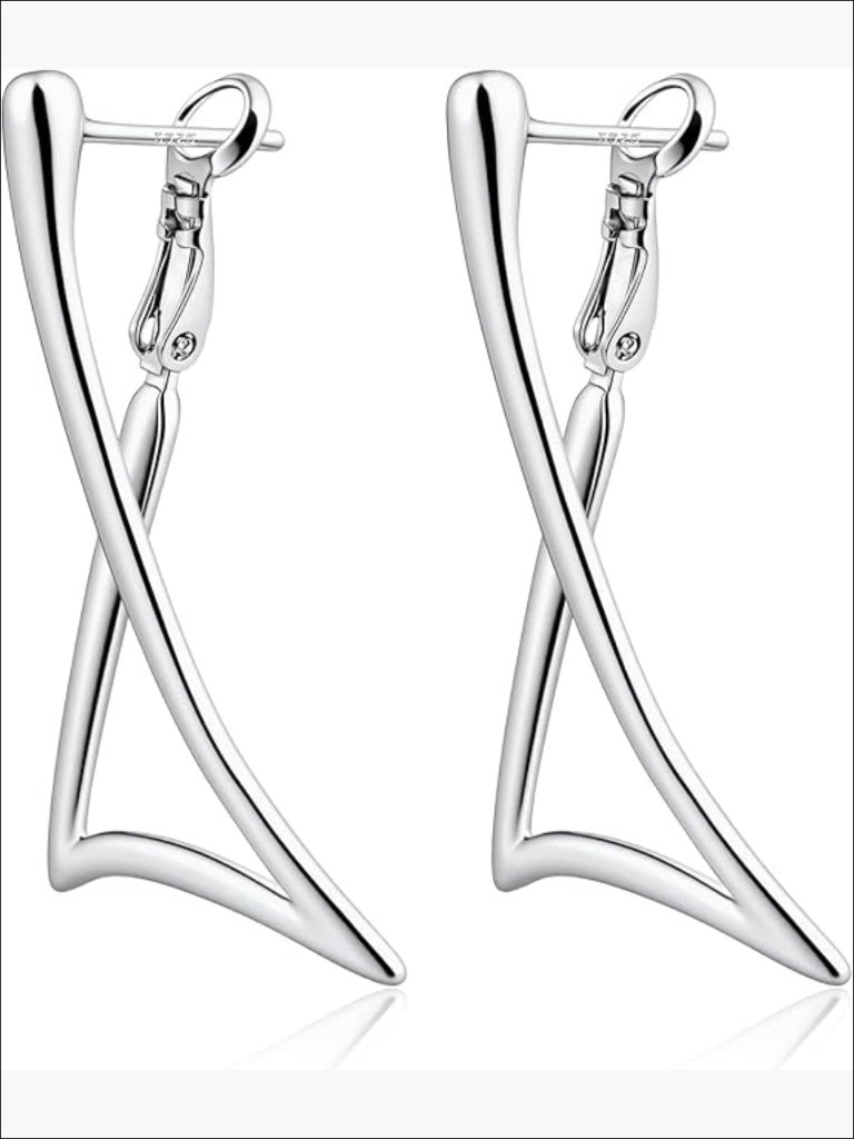 Triangle Hoop Earrings Hypoallergenic Silver Plated Geometric Minimalist Daily